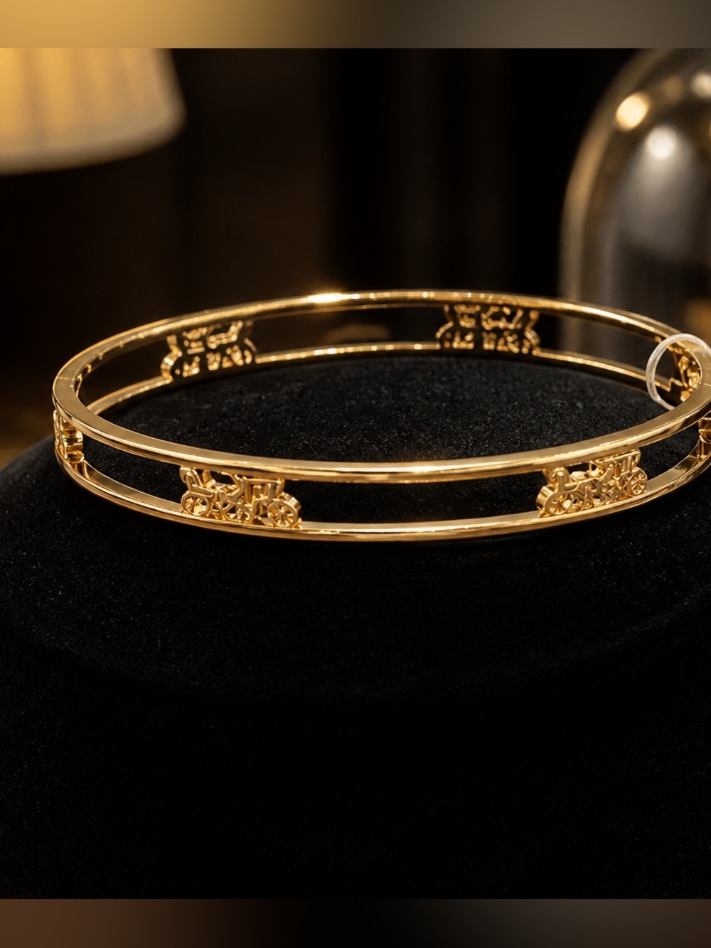 Coach Gold Double-Row Logo Accent Bangle Bracelet